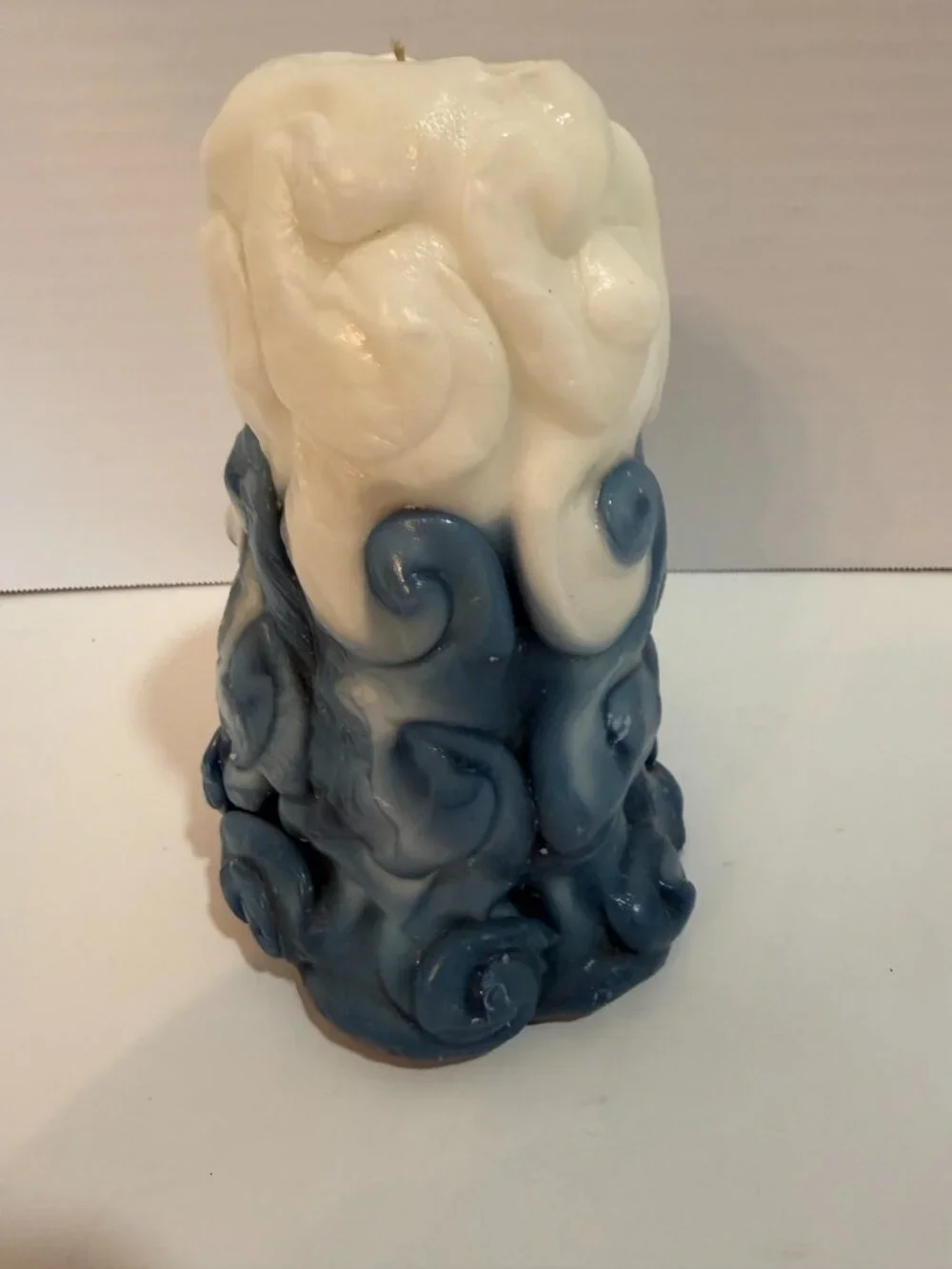 NOAH'S ARK Hand Carved Ribbon Wax Pillar Artisan Candle Vintage 80's- 90s